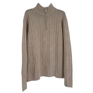 Timberland Men's Size XL Ribbed Lambswool Blend 1/4 Zip Mock Neck Sweater